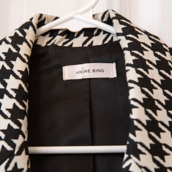 Anine Bing Black and White Houndstooth Blazer, Size XS-S - Picture 9 of 16